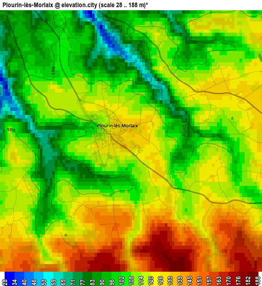 Plourin-lès-Morlaix elevation map