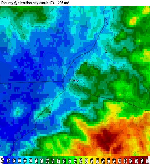 Plouray elevation map