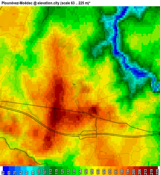 Plounévez-Moëdec elevation map