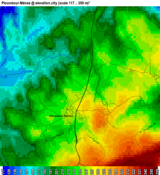 Plounéour-Ménez elevation map