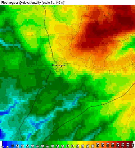 Ploumoguer elevation map