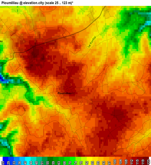 Ploumilliau elevation map