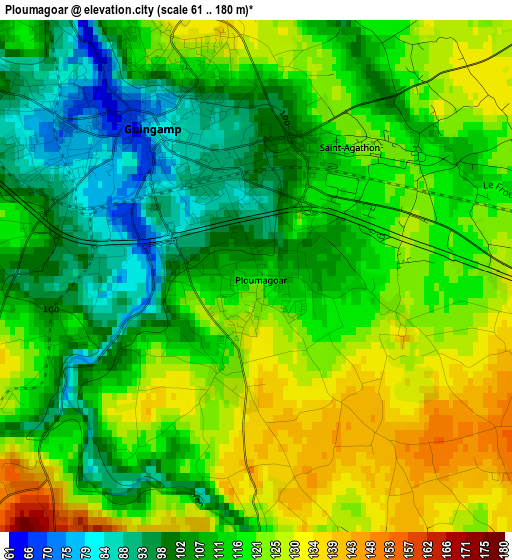 Ploumagoar elevation map