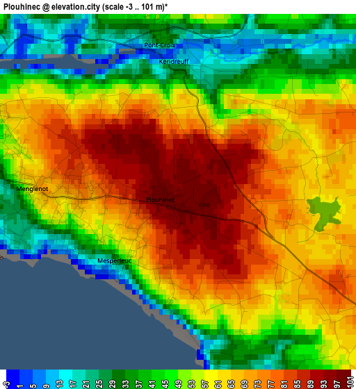 Plouhinec elevation map