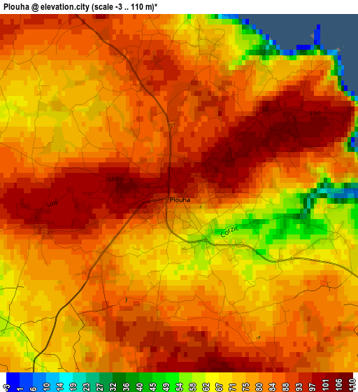 Plouha elevation map