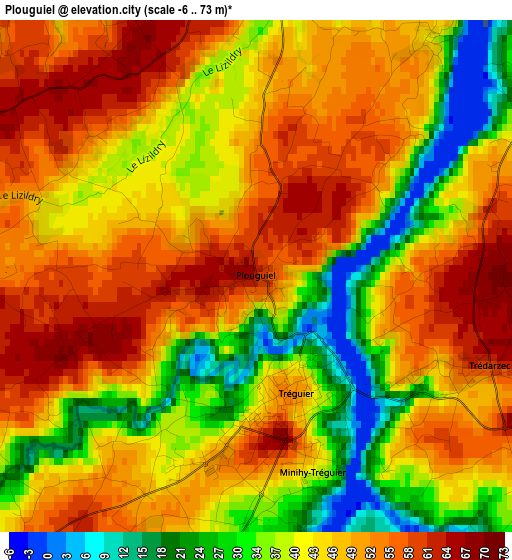 Plouguiel elevation map