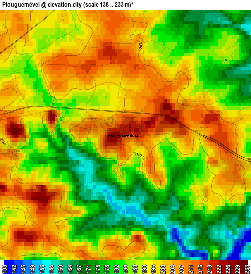 Plouguernével elevation map