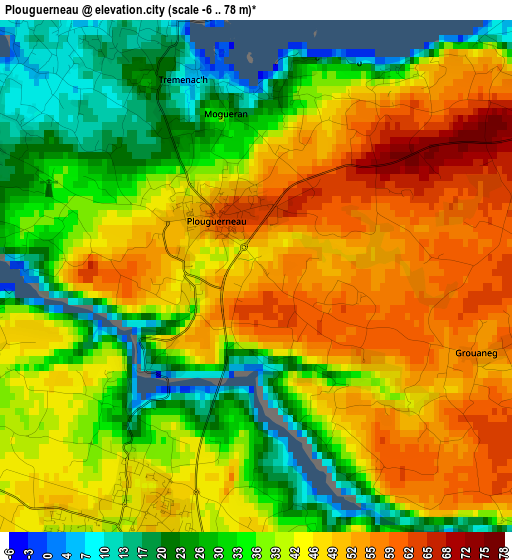 Plouguerneau elevation map