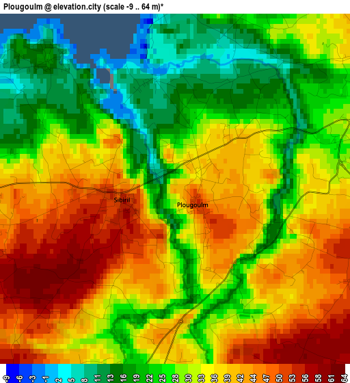 Plougoulm elevation map