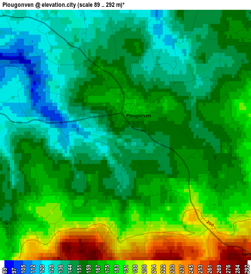 Plougonven elevation map