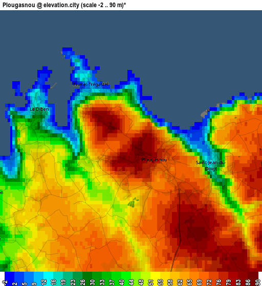 Plougasnou elevation map