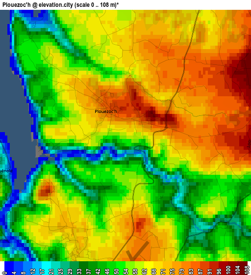 Plouezoc'h elevation map