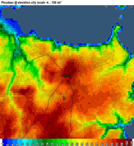 Plouézec elevation map