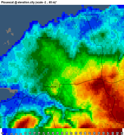 Plouescat elevation map