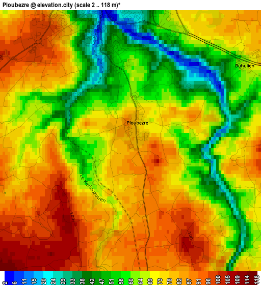 Ploubezre elevation map