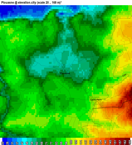 Plouasne elevation map