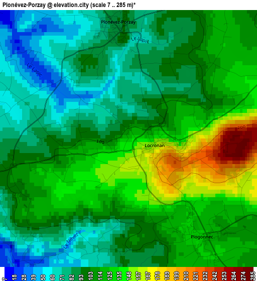 Plonévez-Porzay elevation map