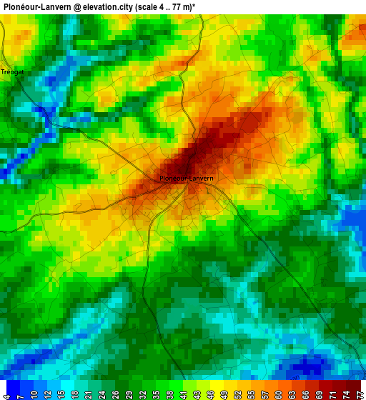 Plonéour-Lanvern elevation map