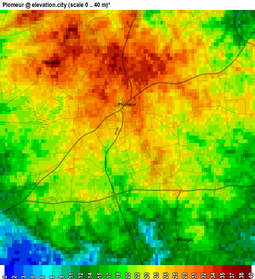 Plomeur elevation map