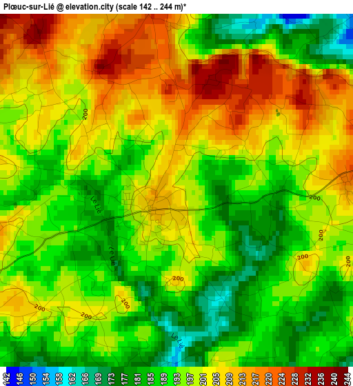 Plœuc-sur-Lié elevation map