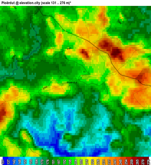 Ploërdut elevation map