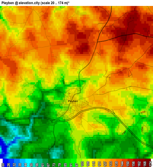 Pleyben elevation map