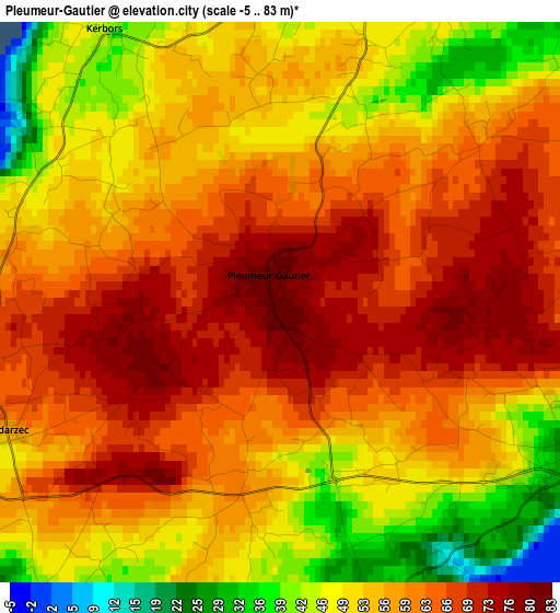 Pleumeur-Gautier elevation map