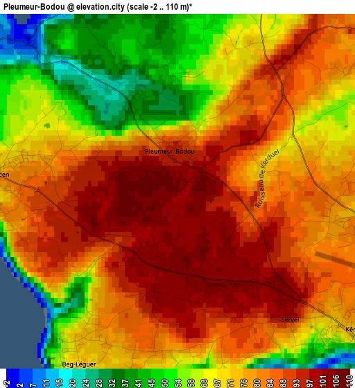 Pleumeur-Bodou elevation map