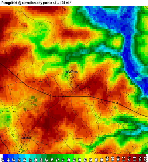 Pleugriffet elevation map