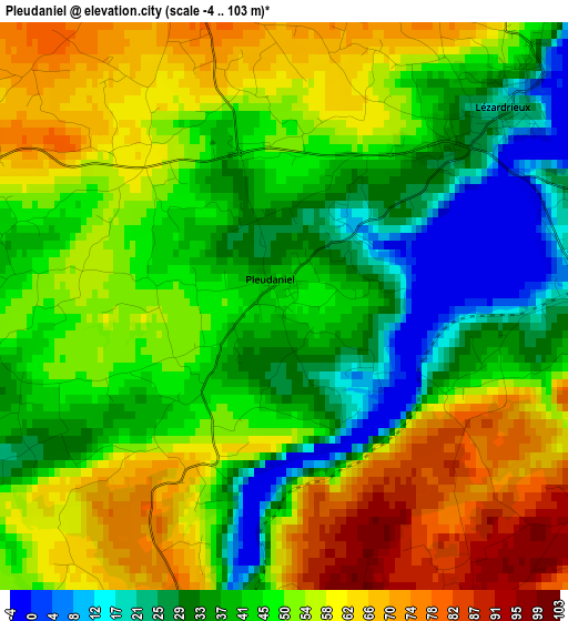 Pleudaniel elevation map