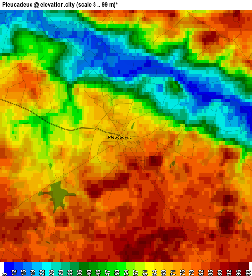 Pleucadeuc elevation map