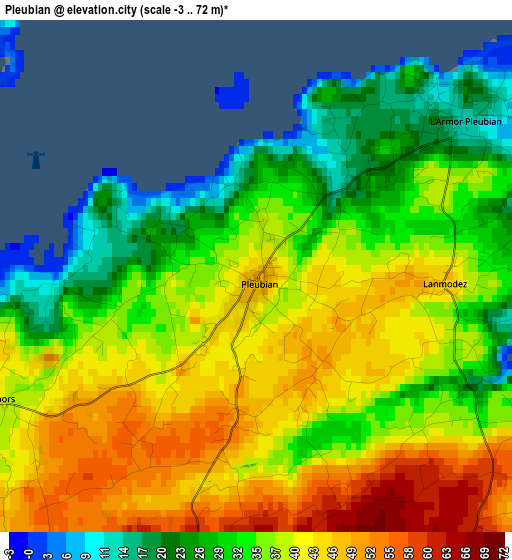 Pleubian elevation map