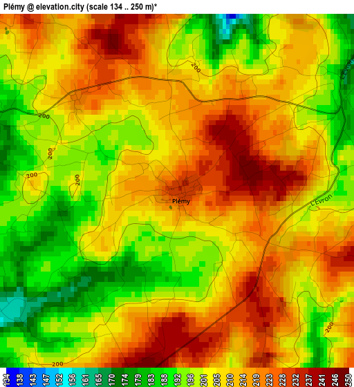 Plémy elevation map