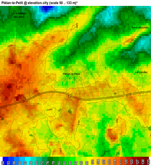 Plélan-le-Petit elevation map