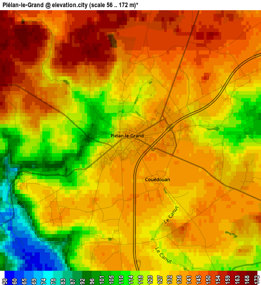Plélan-le-Grand elevation map