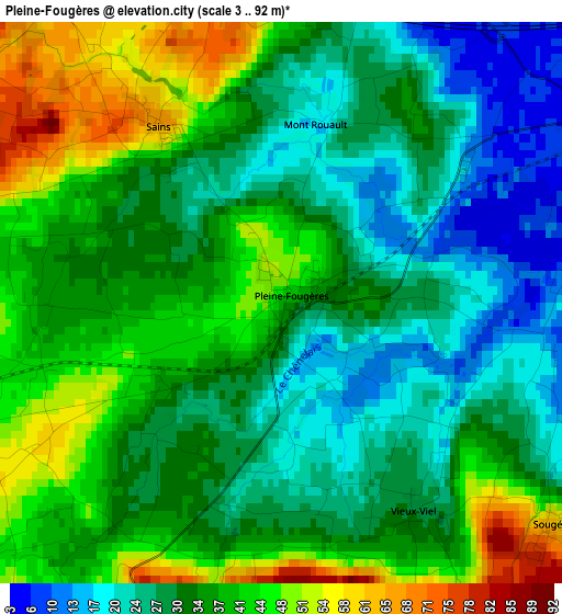 Pleine-Fougères elevation map