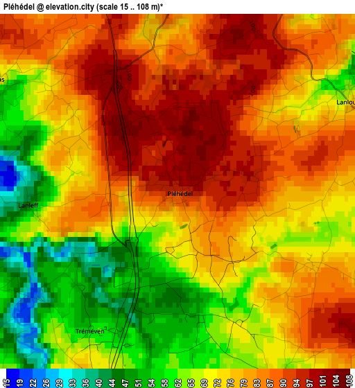 Pléhédel elevation map