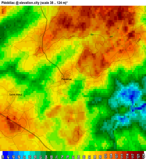 Plédéliac elevation map