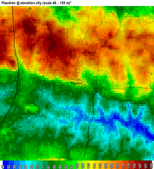 Plaudren elevation map