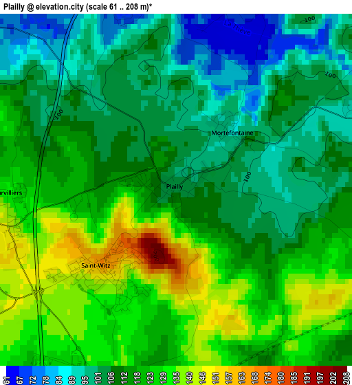 Plailly elevation map