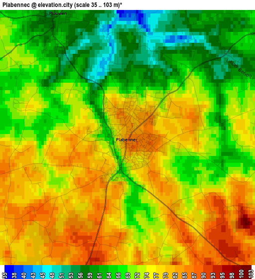 Plabennec elevation map