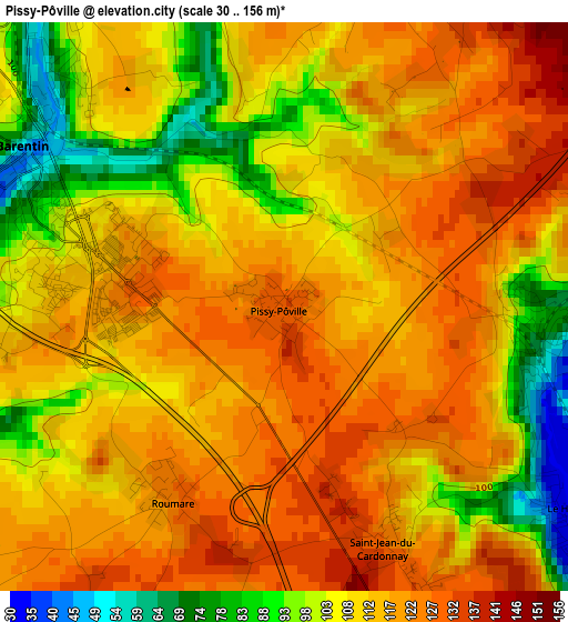 Pissy-Pôville elevation map