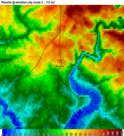 Pissotte elevation map