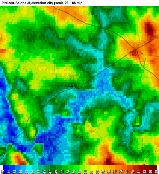 Piré-sur-Seiche elevation map