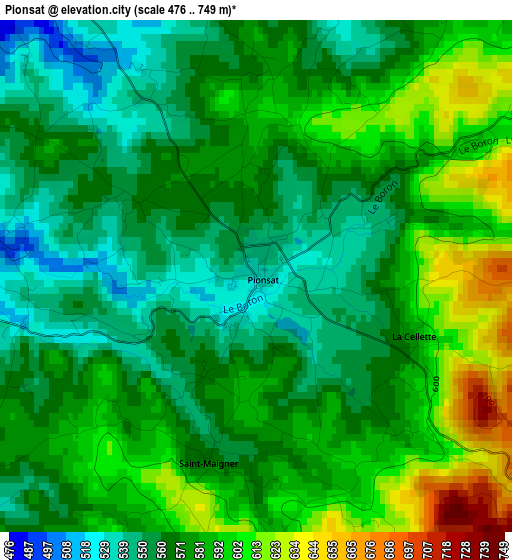 Pionsat elevation map