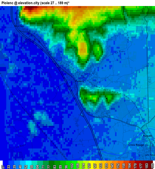 Piolenc elevation map