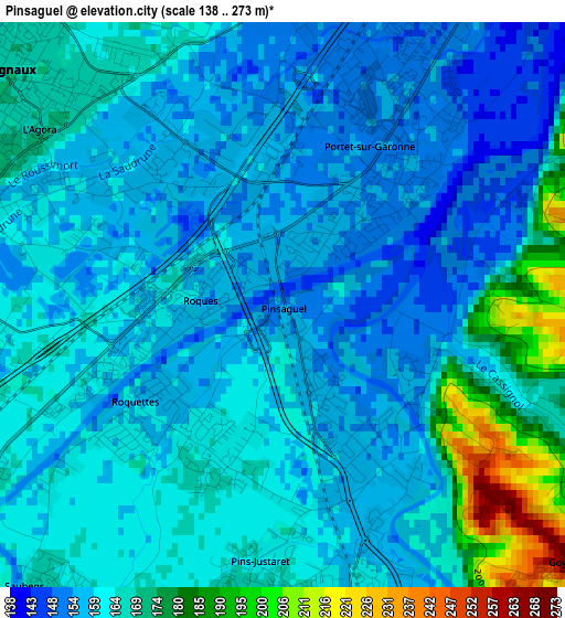 Pinsaguel elevation map