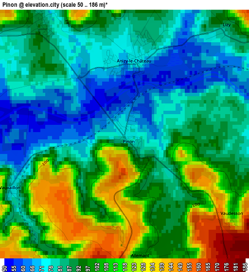 Pinon elevation map