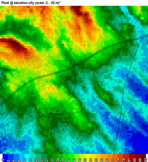 Pinet elevation map