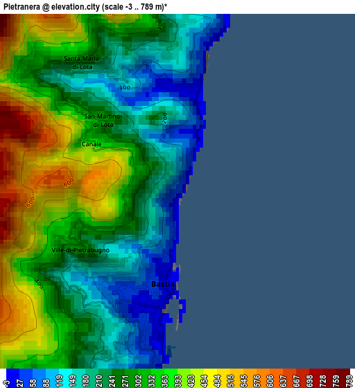 Pietranera elevation map